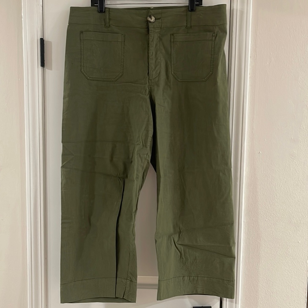 18W Anthropologie Wide Leg Olive Green Pants